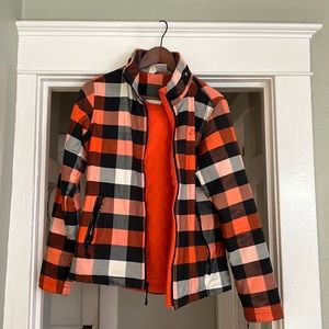 RARE Nike Plaid Sportswear Snow Jacket. Orange/black/white. Size Medium.